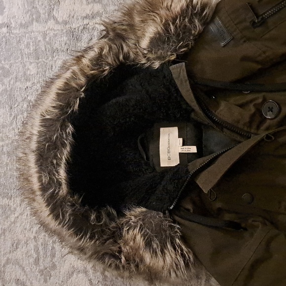 BGBG GENERATION Faux-Fur Trim Hooded Anorak Puffer Coat Size XS - Picture 5 of 8